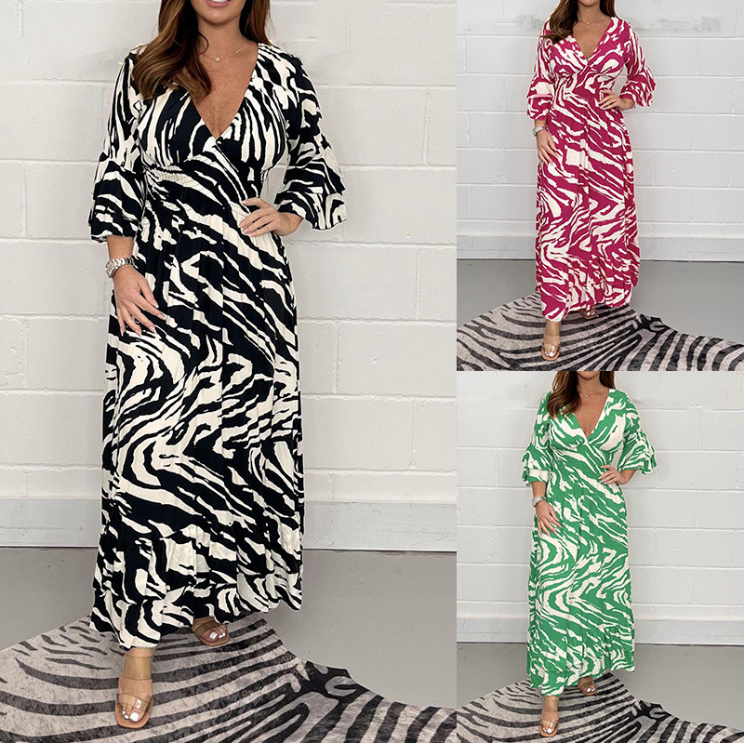 π Vintage Boho loose casual dress with V-neckline and high waist π