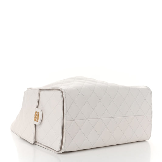 CH25 Small Bag In White Grained Calfskin With Gold-Tone Metal