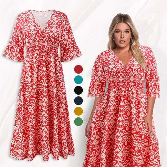 🌟 Vintage floral dress with V-neck trend 2025 🌟