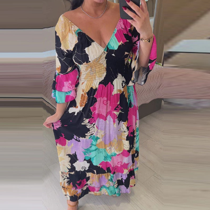 🌼 Duna floral dress with V-neck 2025 🌼