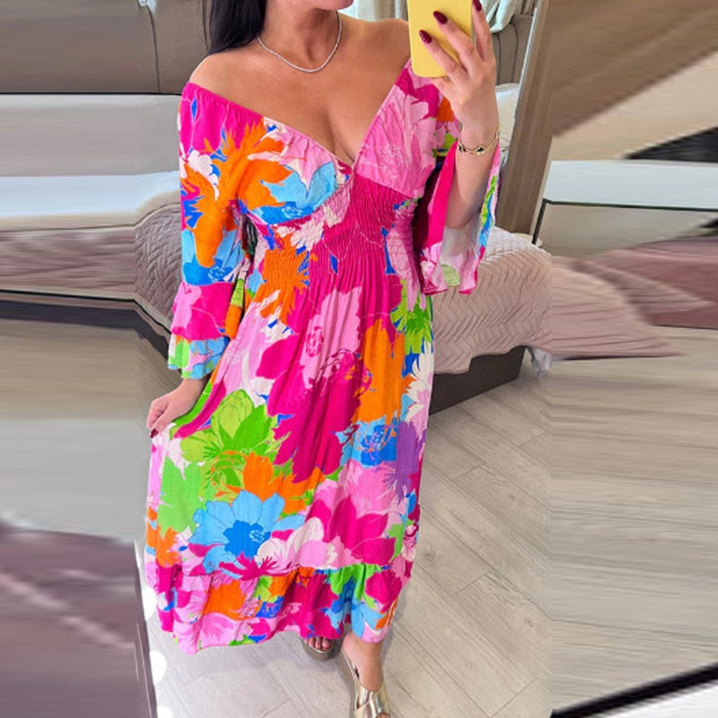 🌼 Duna floral dress with V-neck 2025 🌼